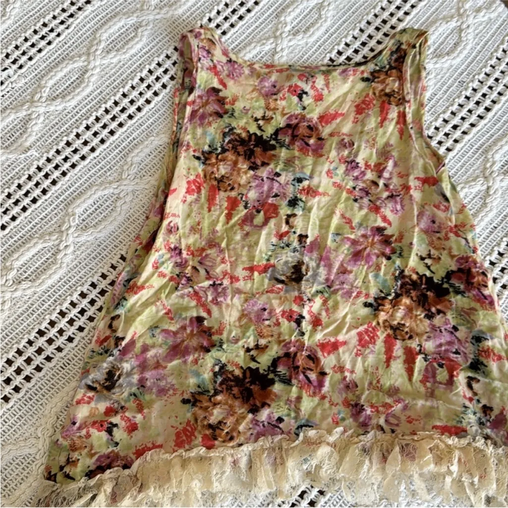 Angie lace trim floral button-down tank top - Image 5