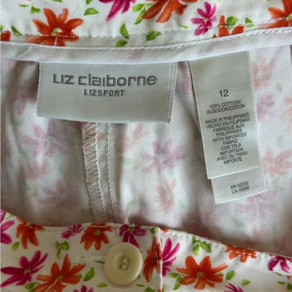 Liz Claiborne Women 12 Floral 100% Cotton Cropped Capri Pants Cottagecore Retro - Image 4