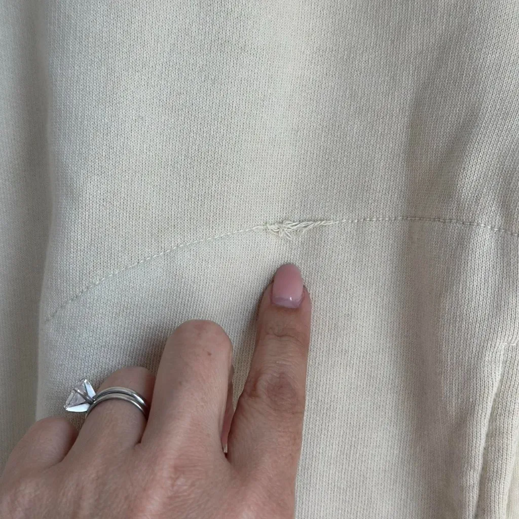 Mate the Label Organic Fleece Half Zip Sweatshirt in Bone, Size Small - Image 10