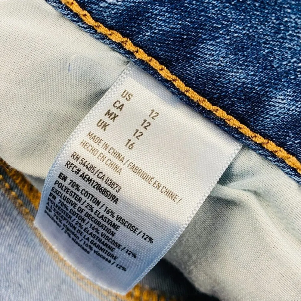 Womens 12 360 Super Stretch Shortie AEO Denim Peekaboo Shorts - Image 10