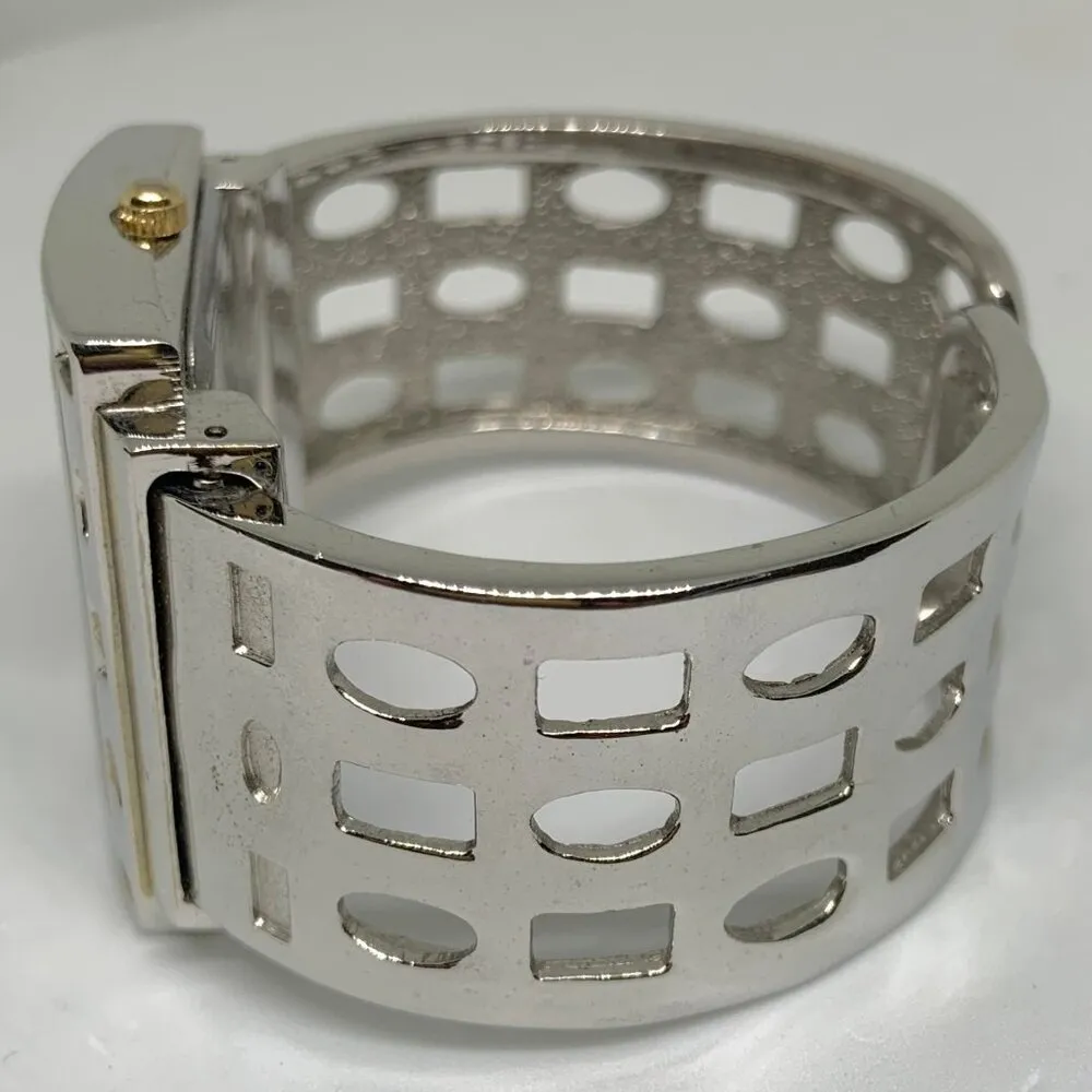 Trendz women’s watch Quartz analog 36mm gold silver tone cuff bracelet watch 6” - Image 3