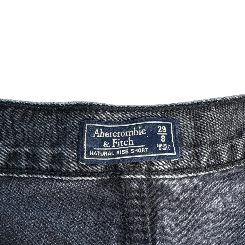 Abercrombie & Fitch Natural Rise Jean Shorts Washed Black Denim Cuff NO Tie 29 - Image 3