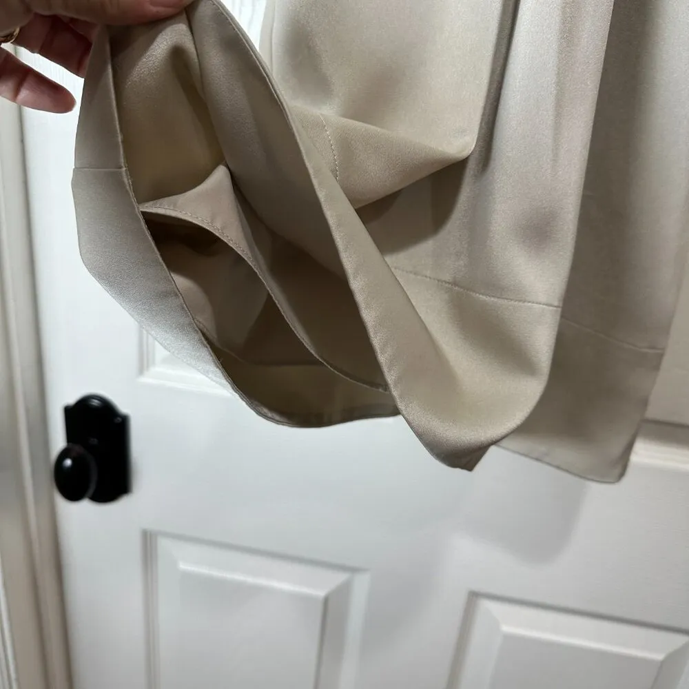 BCBG MAXAZRIA Beaded/Sequined Neckline Cream Pleated Dress size 8P - Image 4