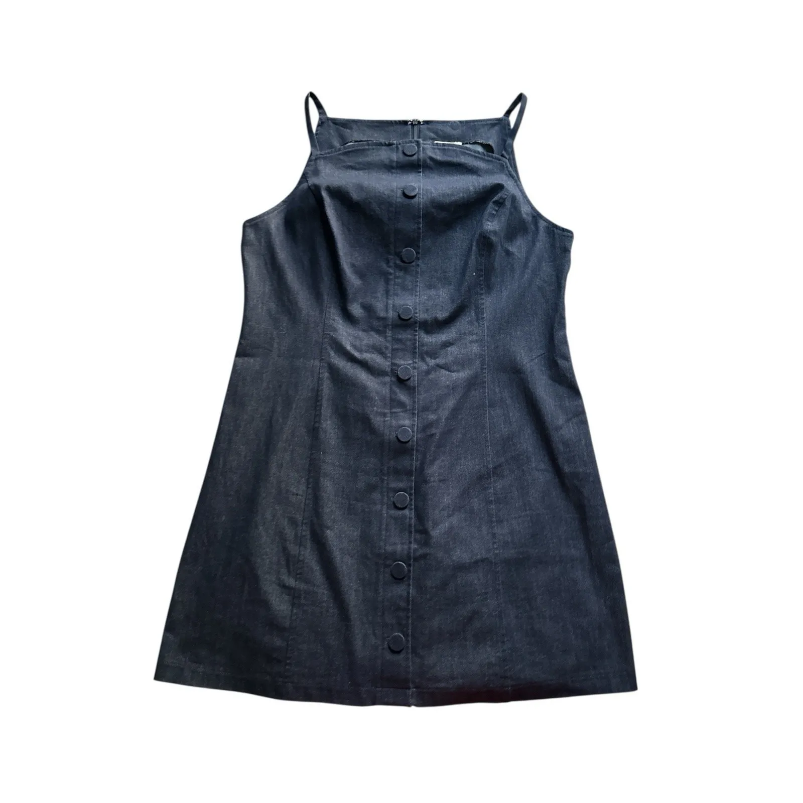 Tuckernuck Denim Lilliana Mini Dress Size XXL Dark Blue Button Front Sleeveless - Image 3