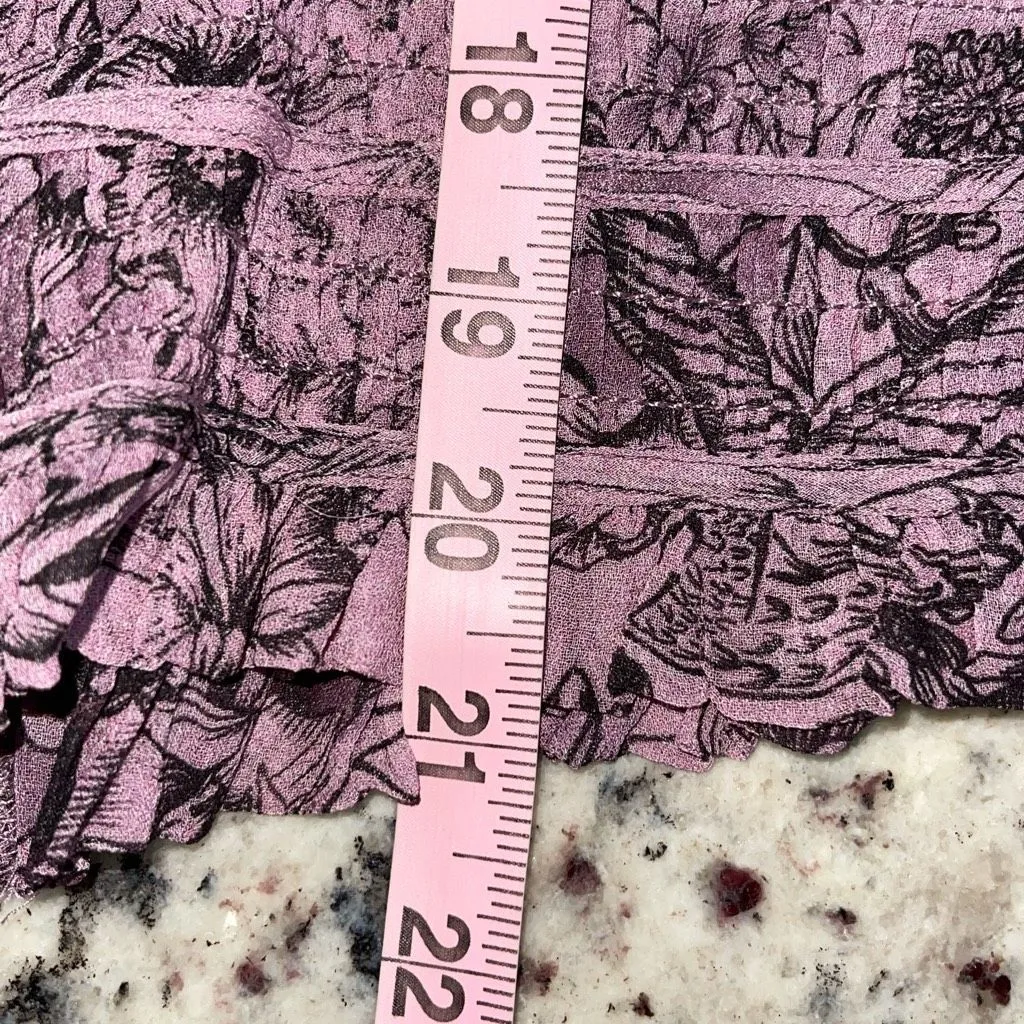 Anthropologie Sheer Smocked Blouse peasant Top‎ Shirt Floral Purple Medium Orig. - Image 11