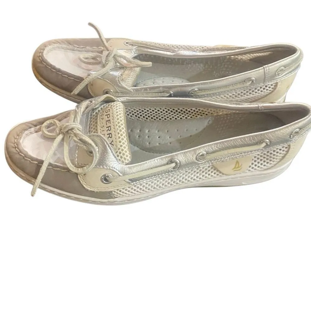 Sperry Sliders leather size 8M flats gray and white - Image 7