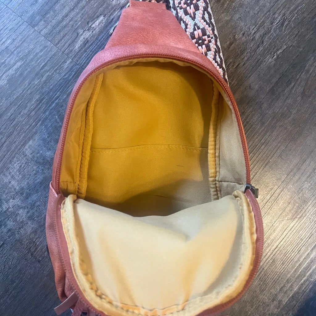 FINAL PRICE Orange Faux Leather Sling Bag - Image 5