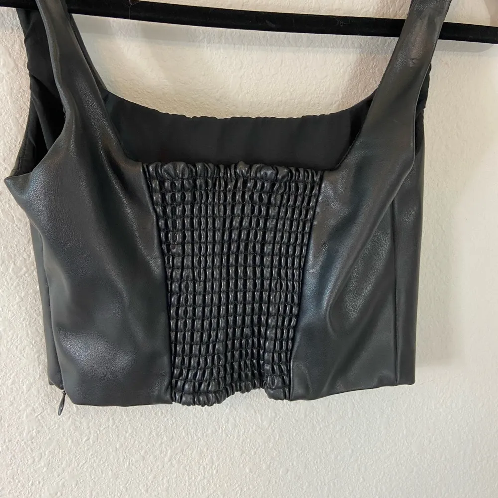 Peter Som  Collective Faux Leather Top Black size 2 - Image 7