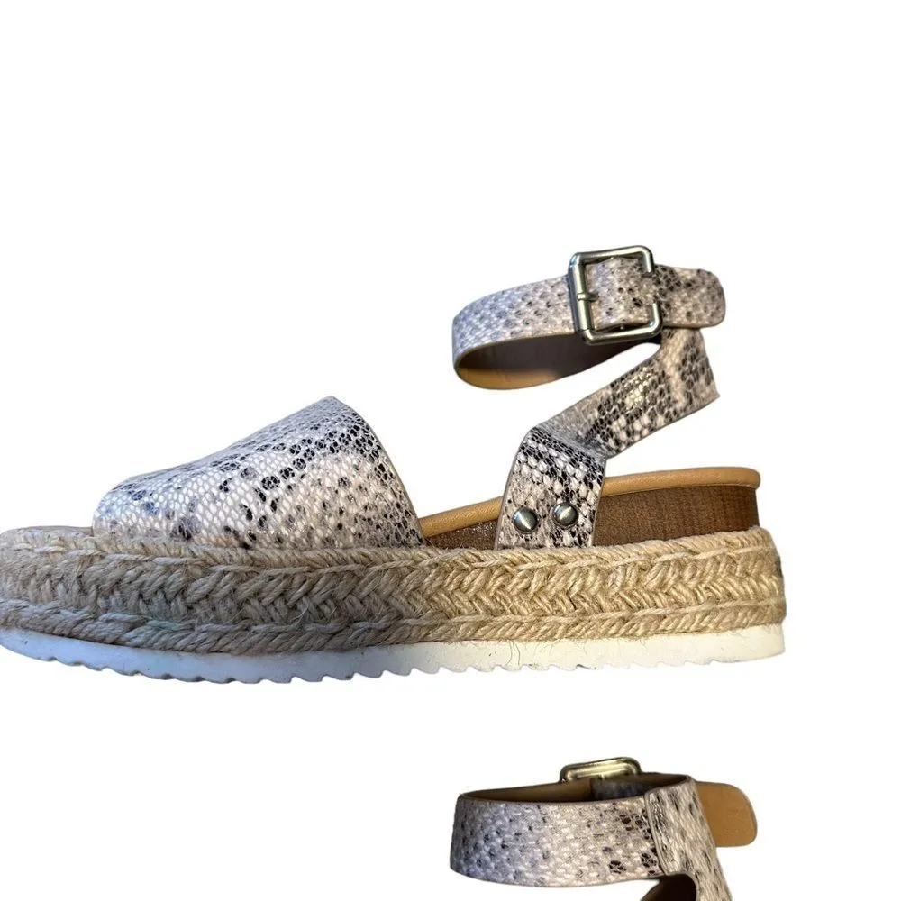 SODA Snakeskin‎ Platform Espadrille Sandals - Size 7 - Image 4