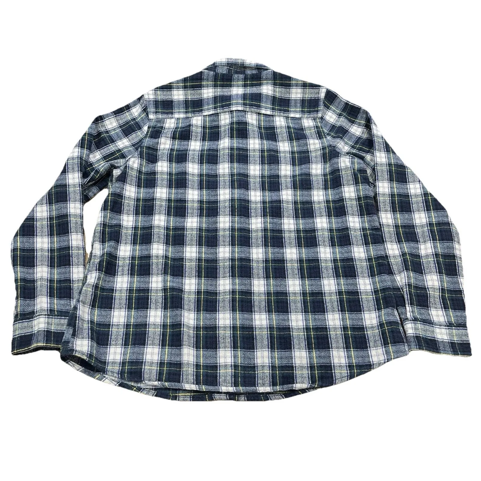 LL Bean Flannel Shirt Womens Small Blue Green Scotch Plaid Outdoor Utility - Image 4