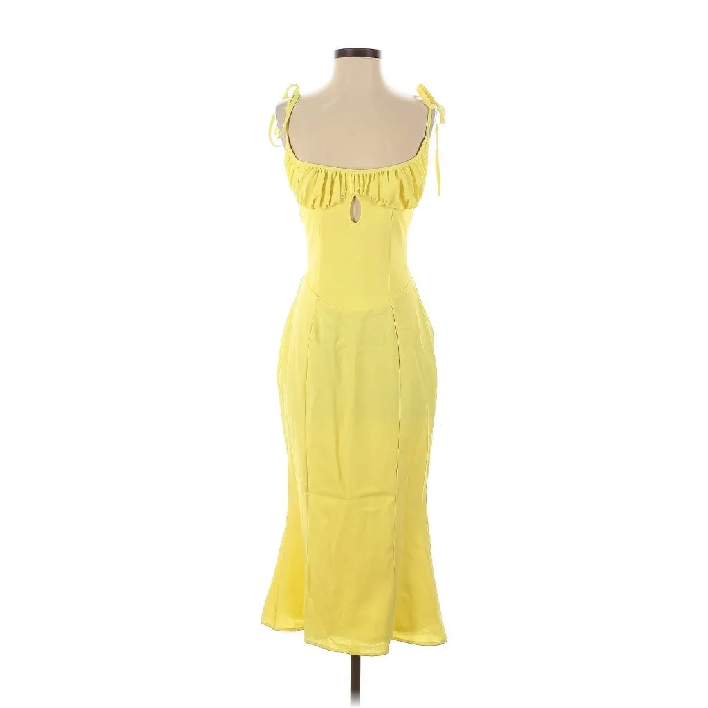 NWT House Of CB Soren Midi in Buttercup Yellow Keyhole Stretch Tank Dress S - Image 7