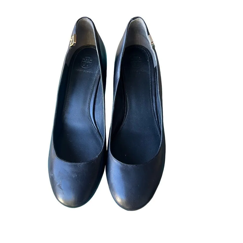 TORY BURCH “Elizabeth” 40mm black leather round toe pump Size 8.5 - Image 6