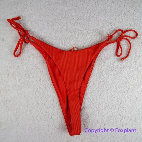 New! Set! Zulu‎ & Zephyr Free People Tie Curve Brief Bikini, size 10 Orange - Image 8