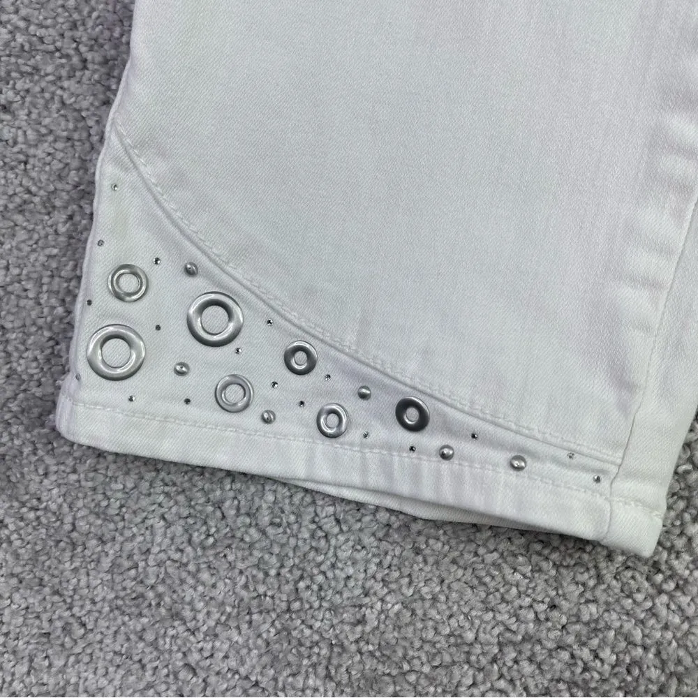 NYDJ Jeans Women's 6 White Straight Crop Capri Mid-Rise Stretch Denim - Image 4