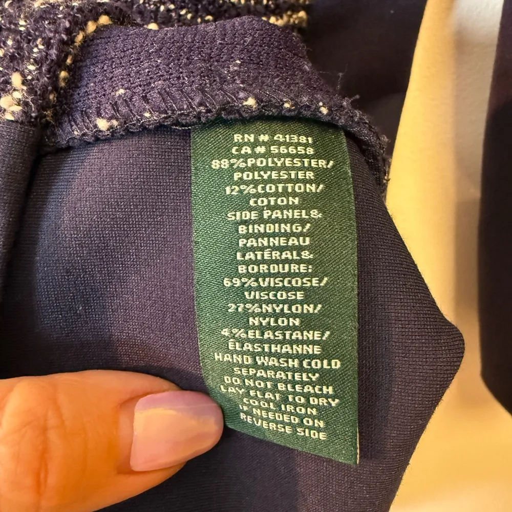 Lauren Ralph Lauren Blue And White Boucle Dress Ruched Women’s Size 14P (Petite) - Image 10