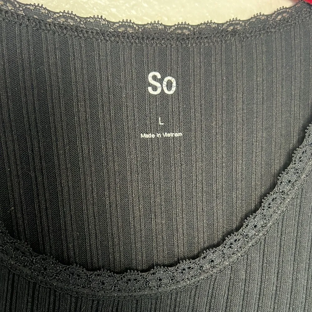 EUC SO Black Ribbed T-Shirt Dress sz L - Image 2