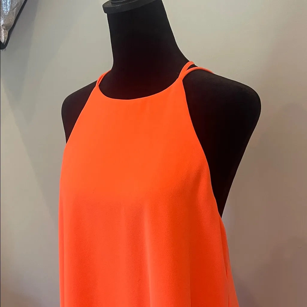 Vibrant Orange -peachy Sleeveless halter Dress - Image 2