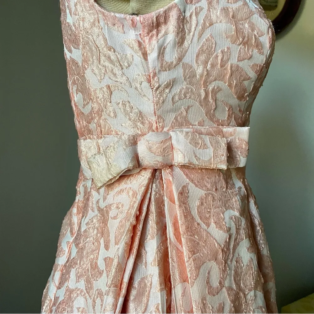 VINTAGE 1960s pink brocade babydoll dress Size 0P - Image 9