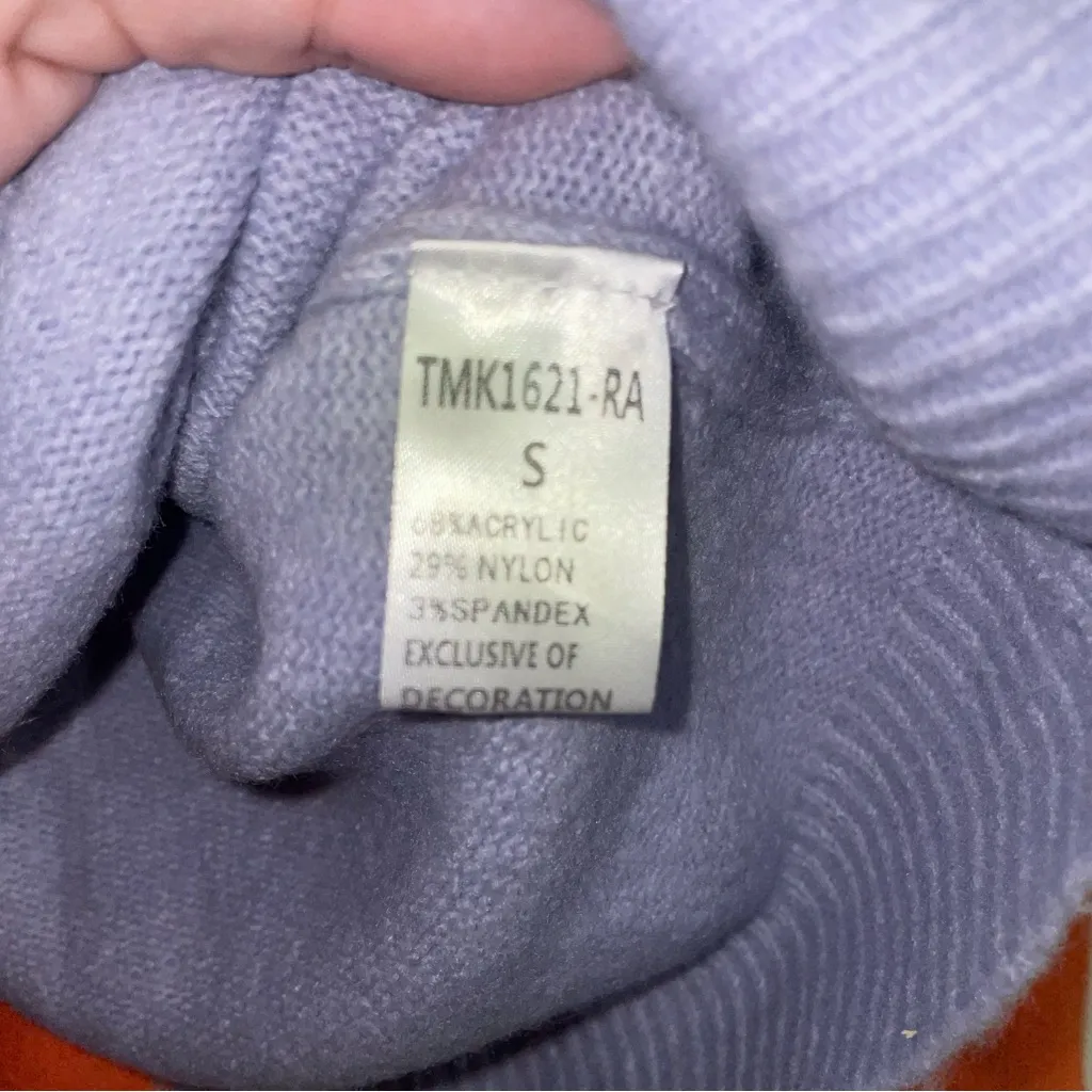 THML  Orange and Purple Colorblock Sweater size small - Image 3