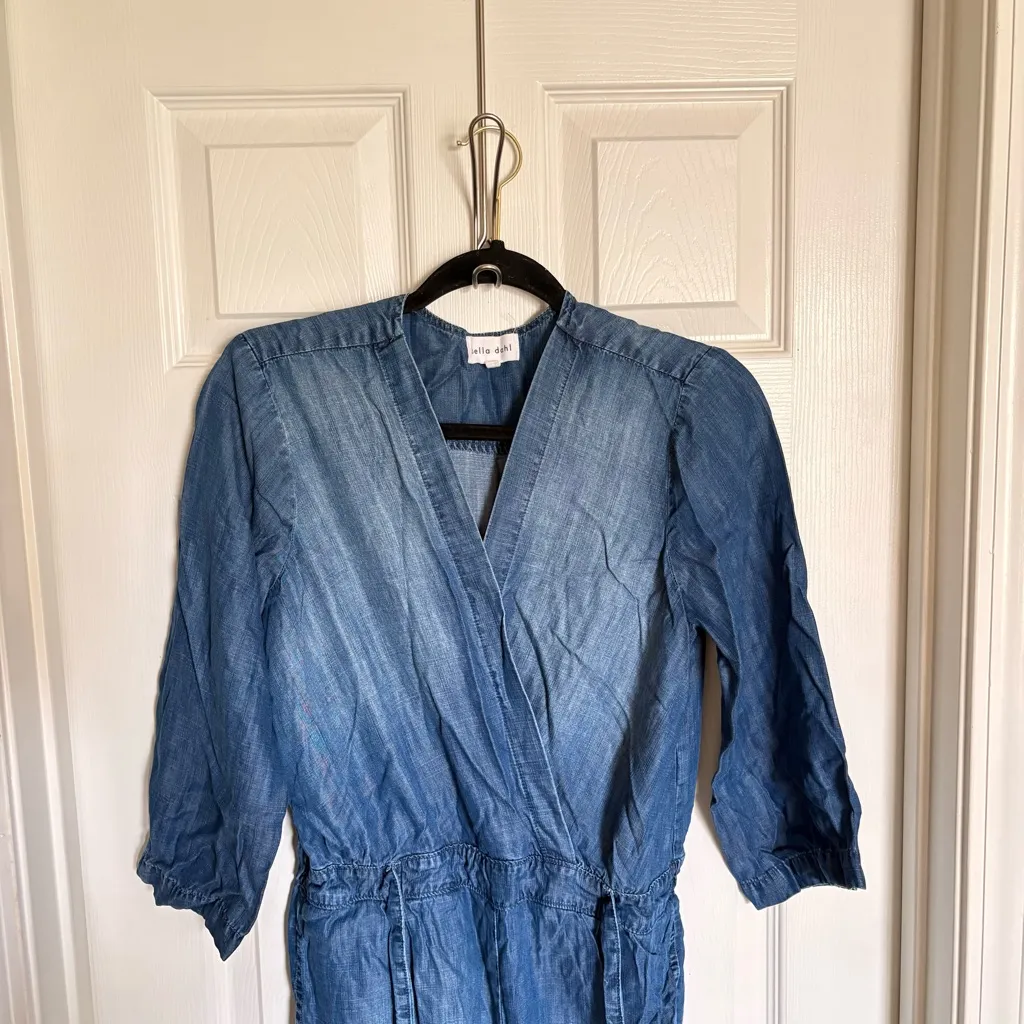 Bella Dahl Bella Dah Small Chambray Jumpsuit Romper With Pockets EUC - Image 3