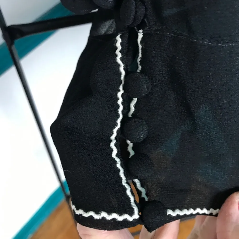 Free People semi sheer black tie open sleeve top - Image 6