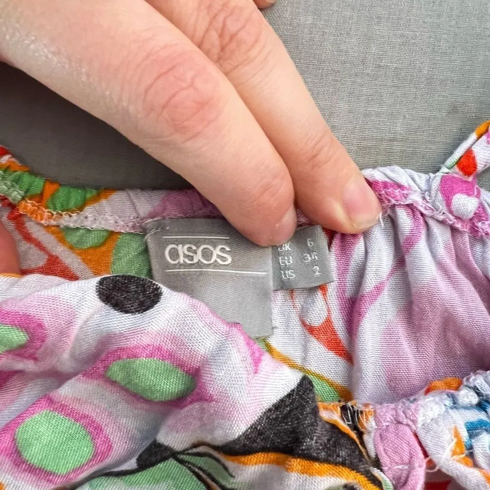 🔥🔥5 for $25 sale🔥🔥 ASOS retro Pom Pom fringe swim cover up mini dress size 2 - Image 7