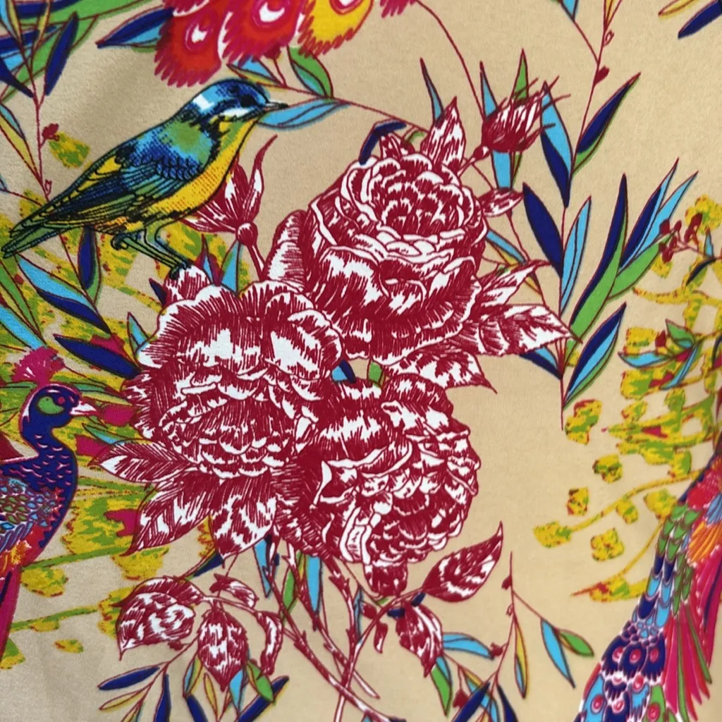 Alberto Makali Multicolor Bird Floral Patterned Shift Dress/Tunic XL Boho - Image 7