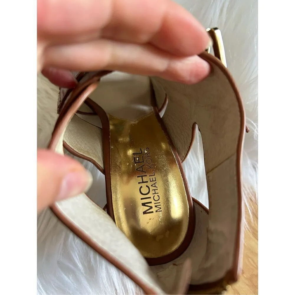 Michael kors brown leather strapped heels size 8.5 - Image 7