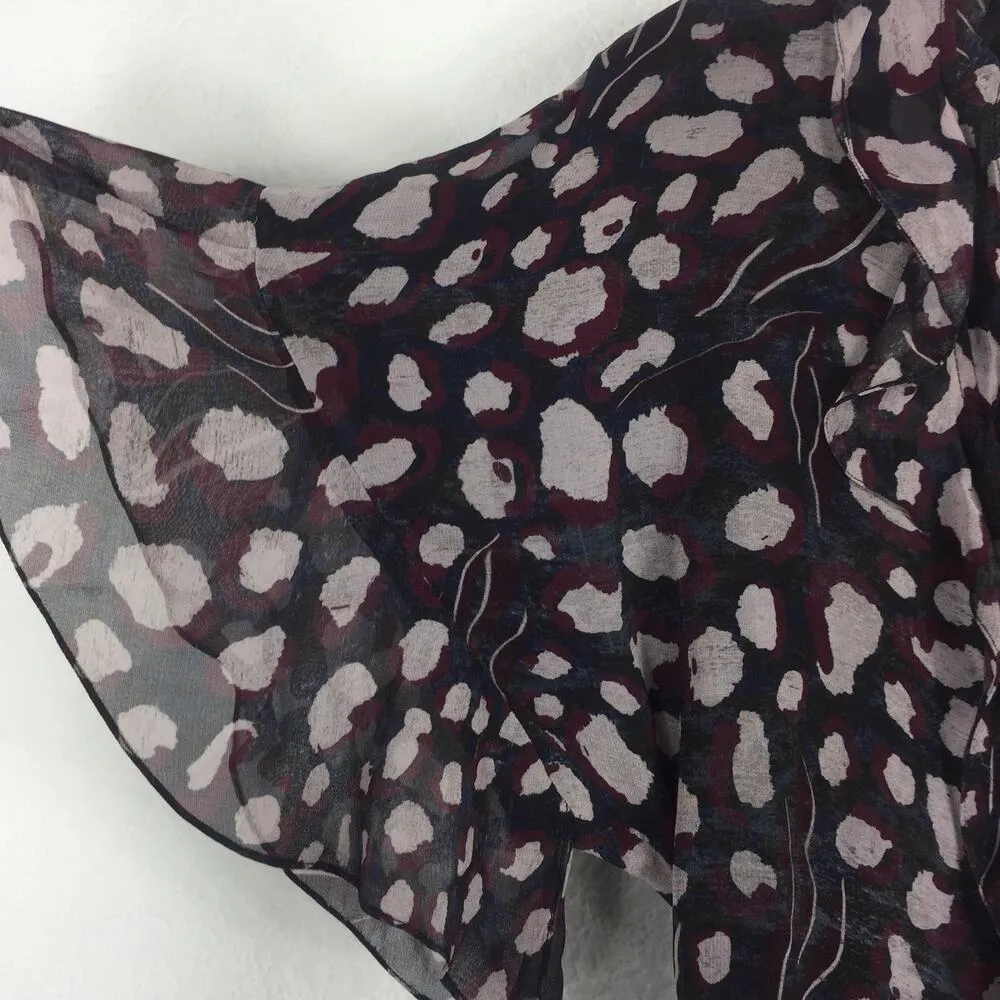 IRO  Link Abstract Dot Printed Viscose Flounce Ruffle Wrap Dress Size 36 Chiffon - Image 9