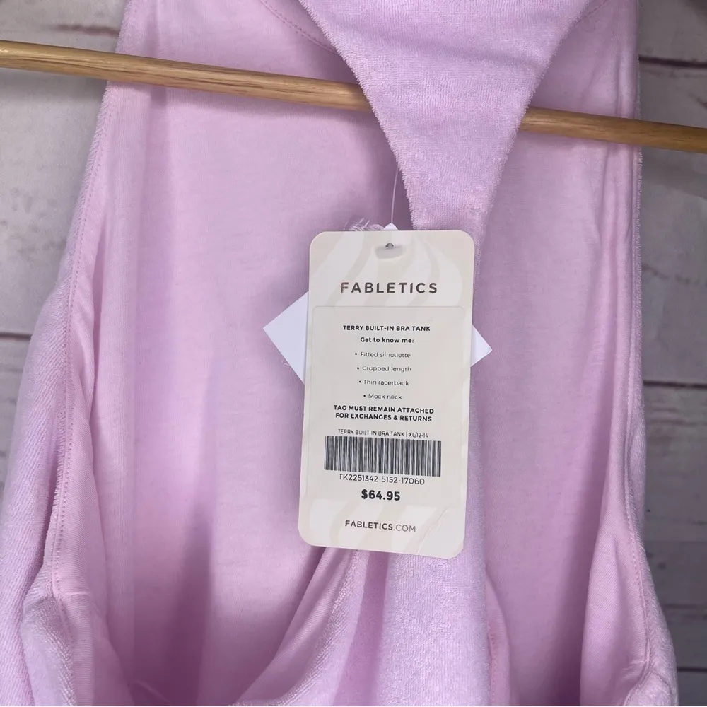 NWT $64.95 Fabletics • Terry Built In Bra Tank • Pink • XL • Cropped • Racerback - Image 8