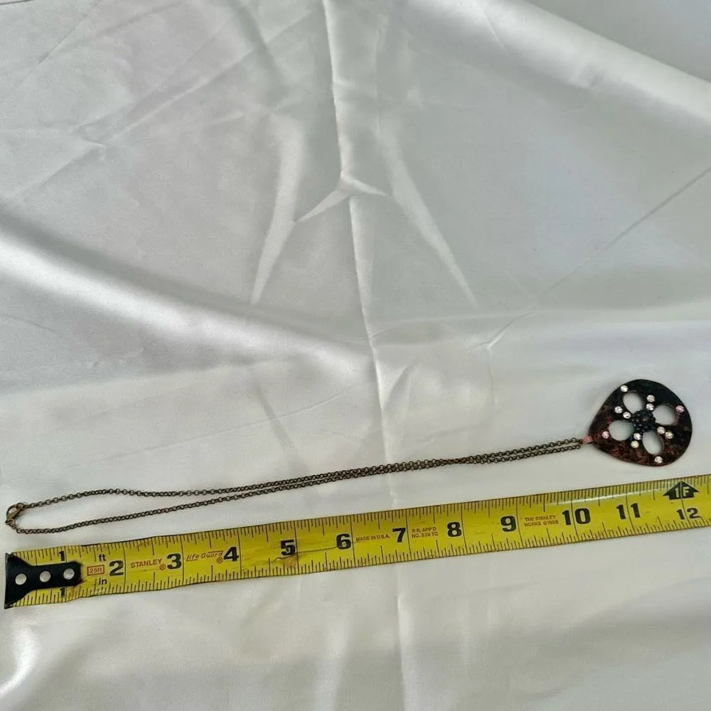 Copper tone rhinestone pendant necklace - Image 8