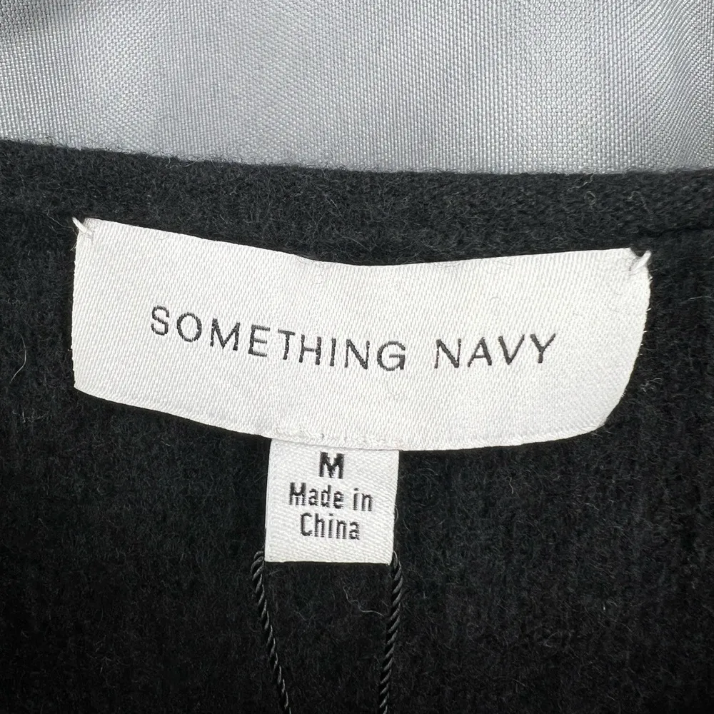 Something Navy Tunic Sweater Black Crew Neck Ribbed Knit Womens Medium New - Image 6