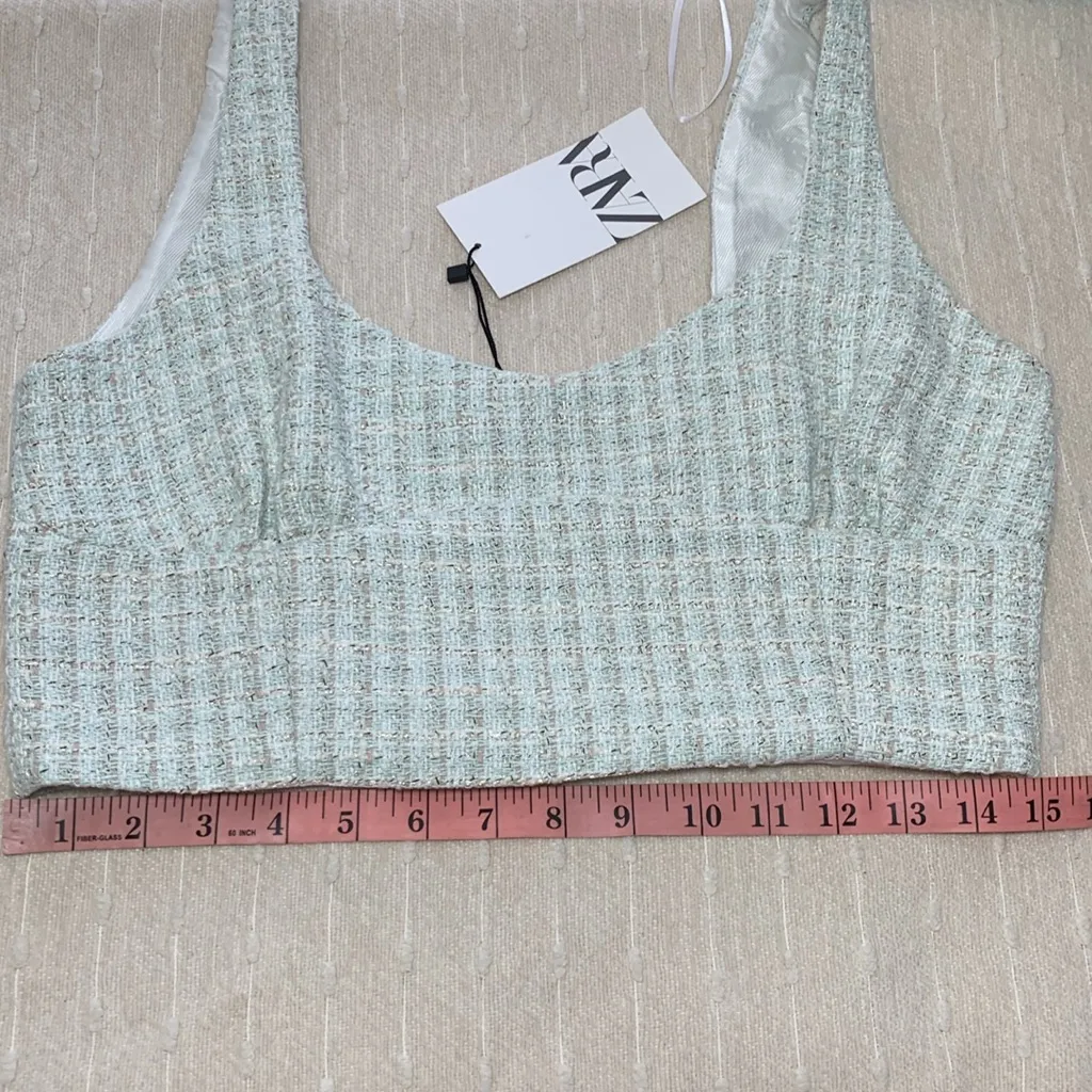 Zara textured corset top fully lined‎ side zipper Size L - Image 12