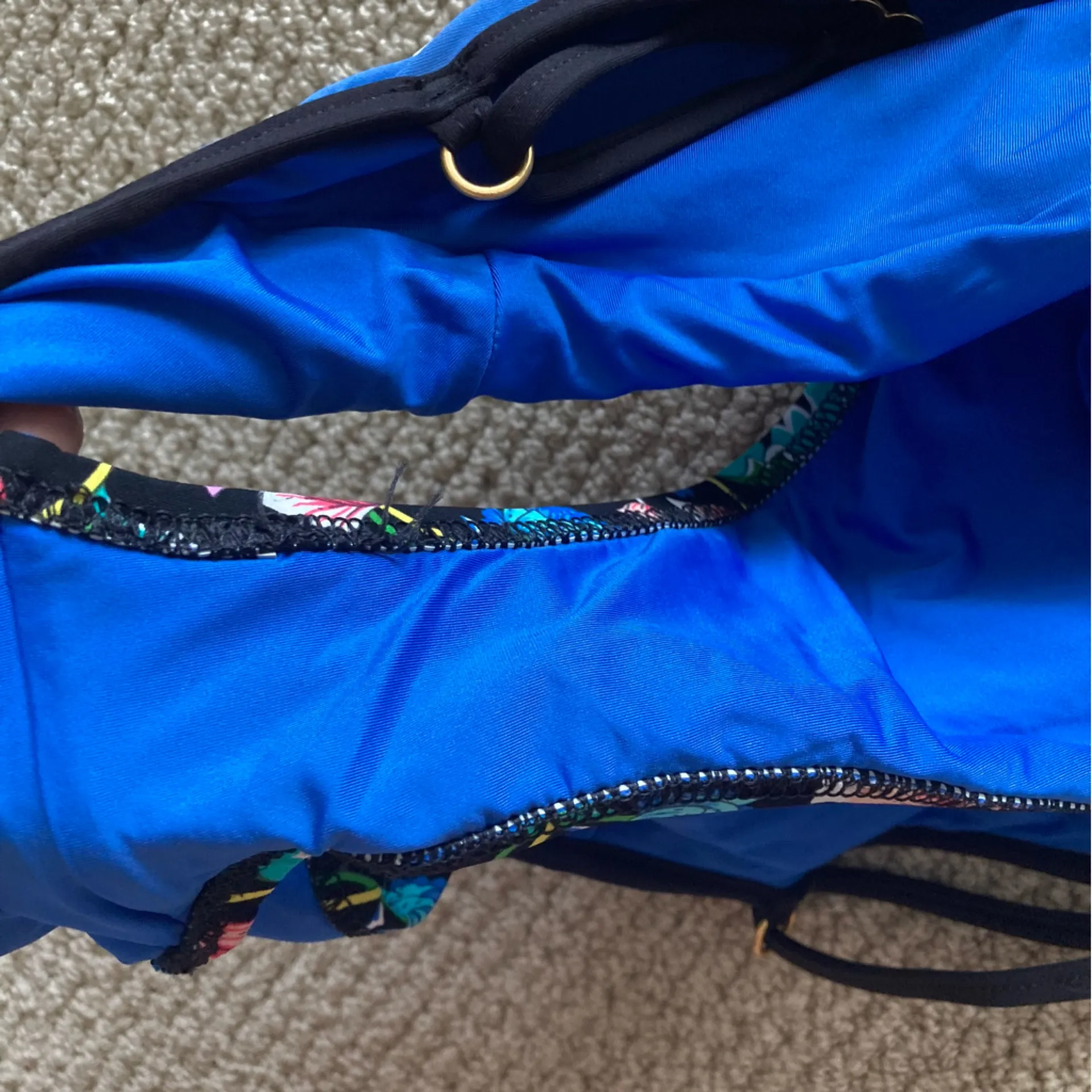 Nanette Lepore Floral One Piece Swimsuit Black Blue Size Small Cheeky LIKE NEW - Image 10