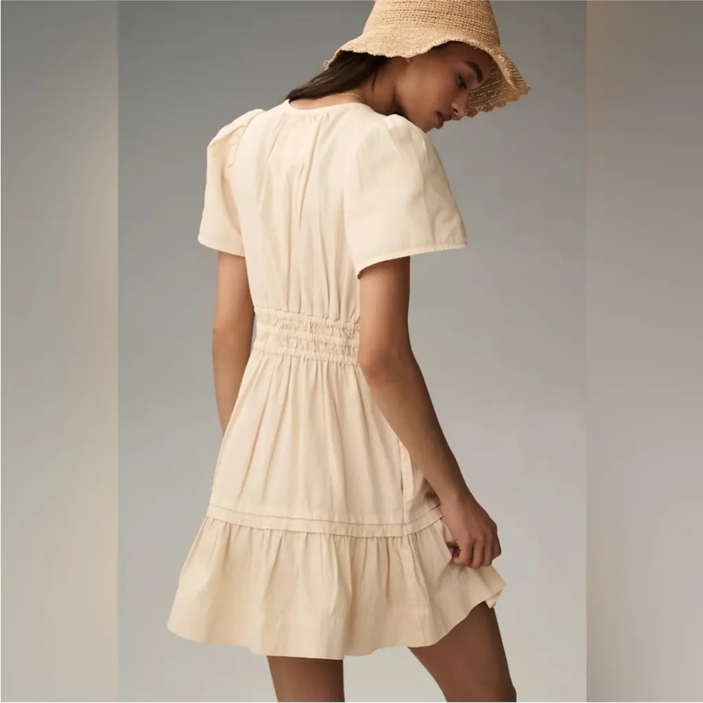 Anthropologie Somerset Tiered Mini Dress in Pearl- Bestseller - Image 4