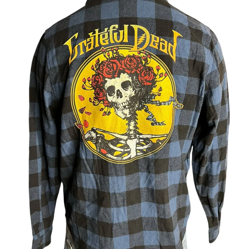 GRATEFUL DEAD Flannel Shirt Skull Rose Womens X - Image 3