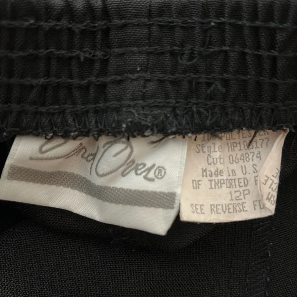 Vintage 80s 90s Bend Over Tapered Trousers Pull On High Rise Black 12P - Image 3