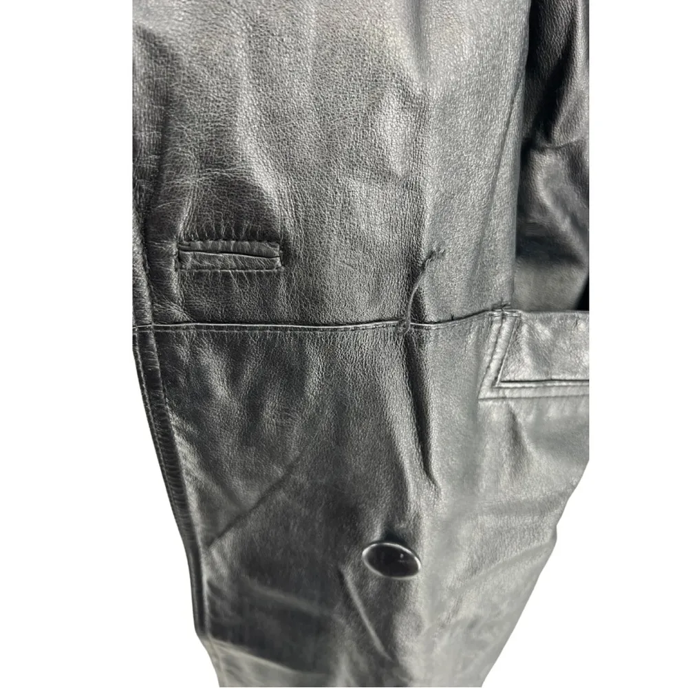Paris Sport Club vintage genuine leather long trench coat L black 90’s retro 80s Size L - Image 7