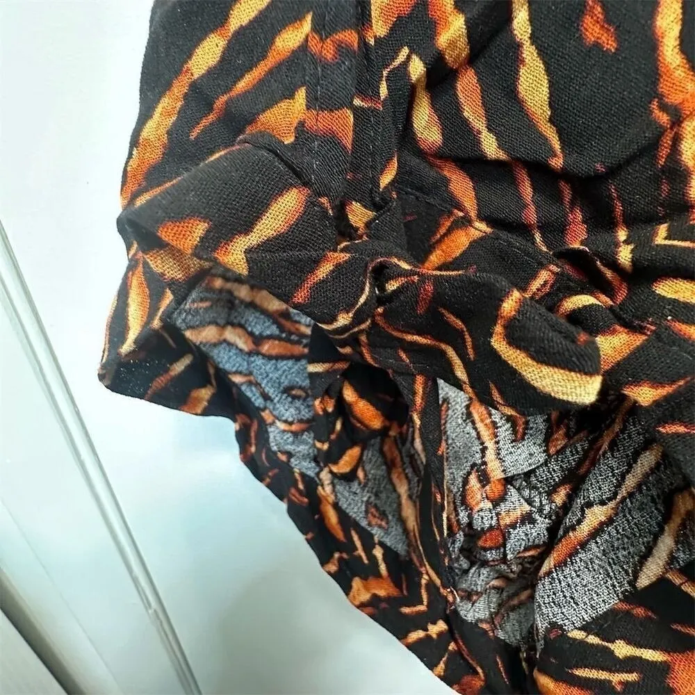 NWT New‎ Look Women's 2X Brown Animal Print Button-Up Knee Dress Short Sleeve - Image 5