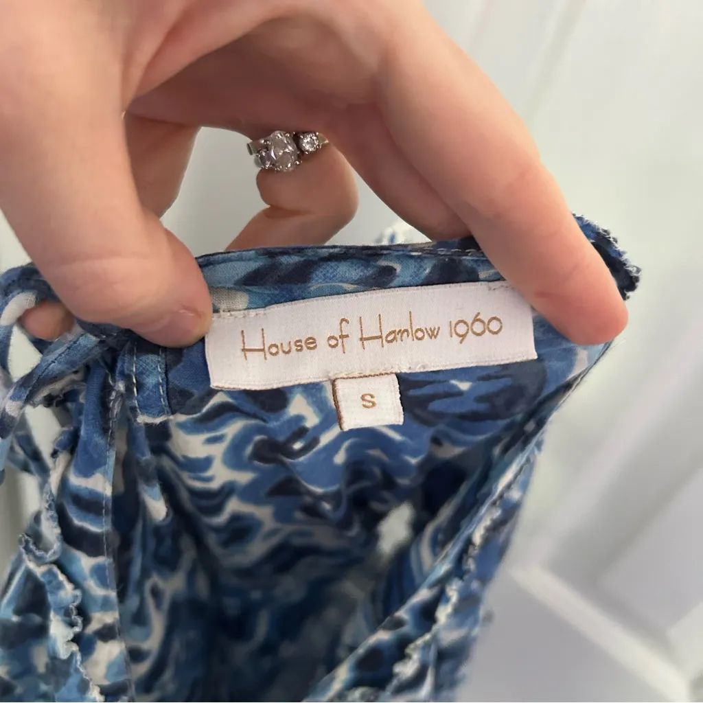 House of Harlow Blue and White Floral Paisley Flutter Eyelet Skirt Set Size undefined - Image 6