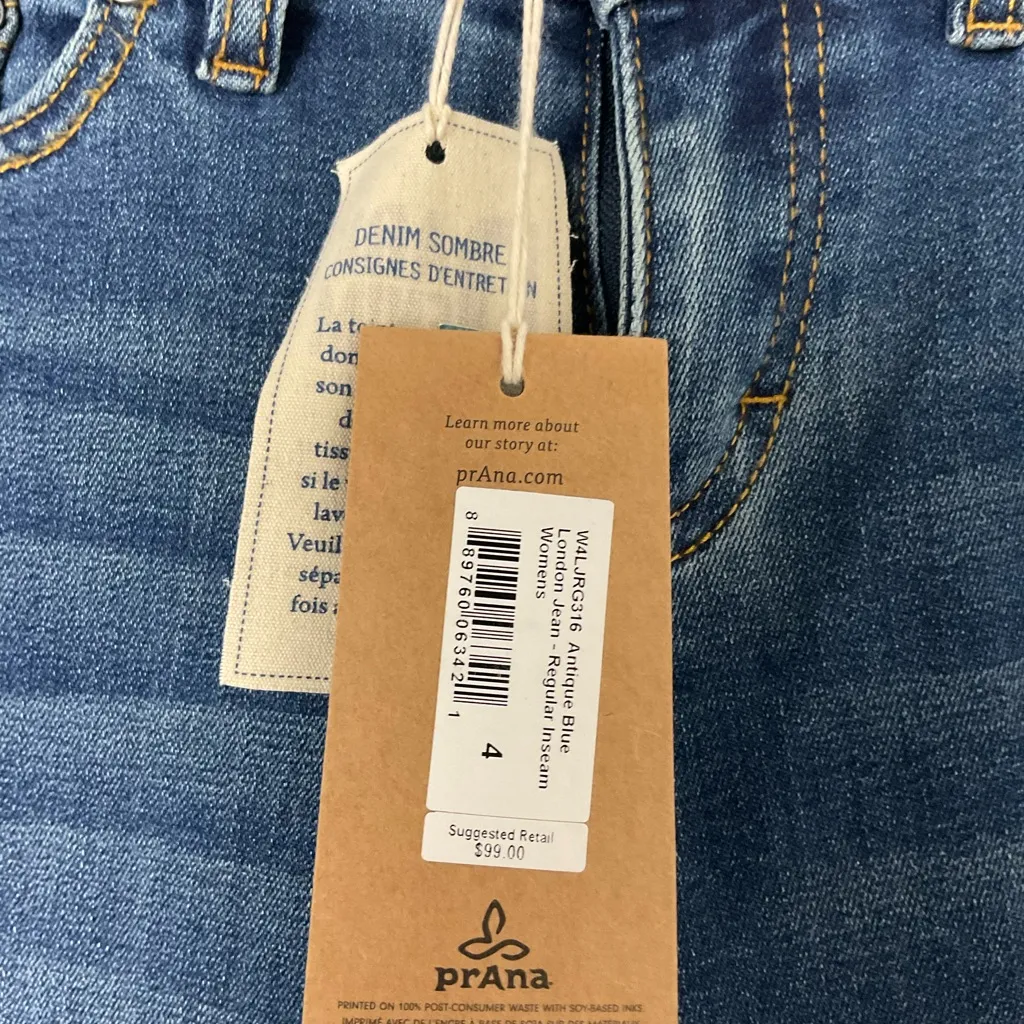 Prana London Jean Skinny Mid Rise Denim Jeans Size 27 New - Image 4