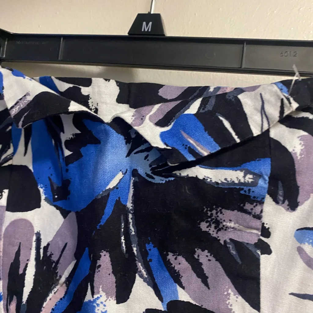 Fab Womens Juniors Strapless Tunic Blouse Top S Small Blue Floral Print Hawaiian - Image 2