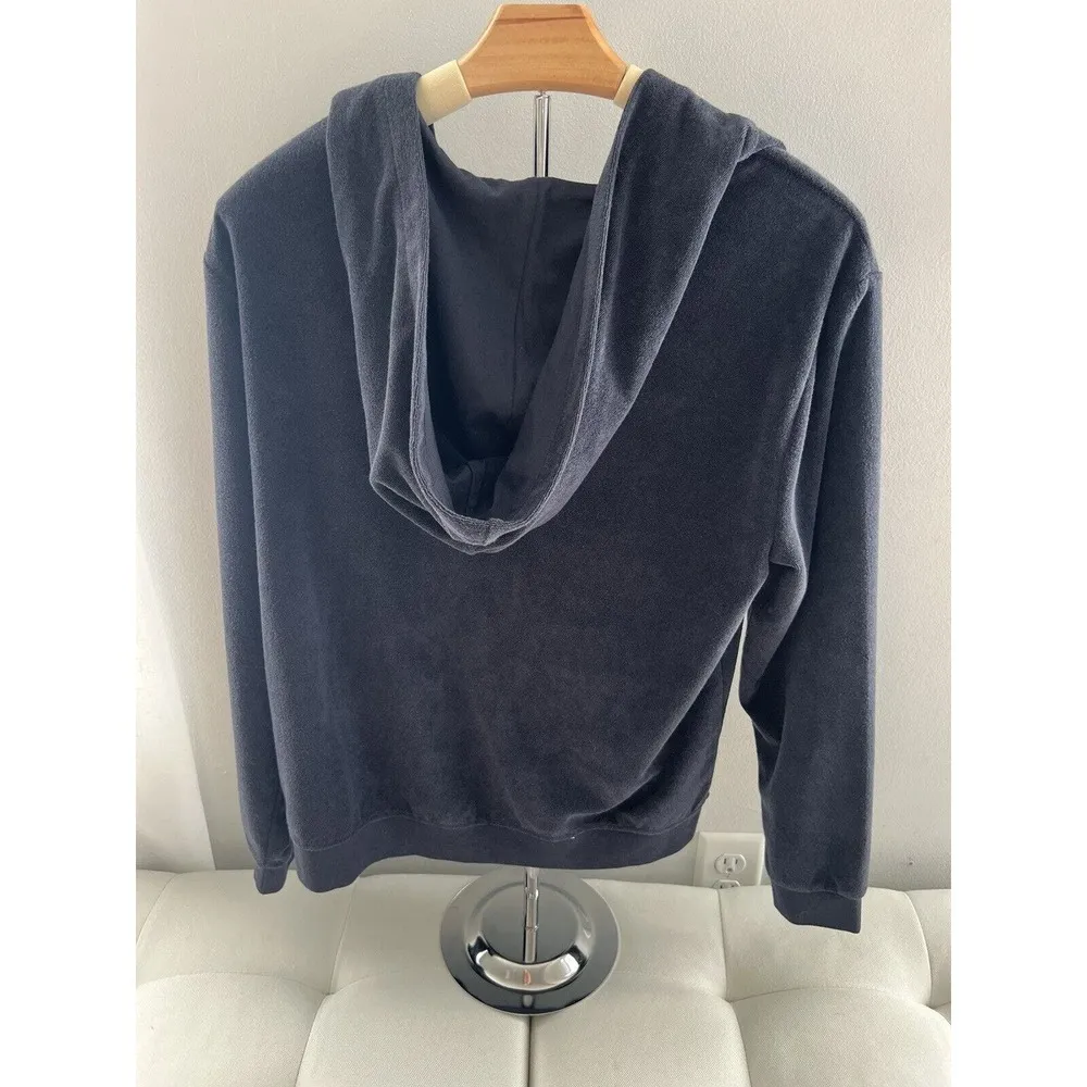 Barefoot Dreams Beach Womens Indigo Cozy Terry Crossover Front Hoodie Size M - Image 2