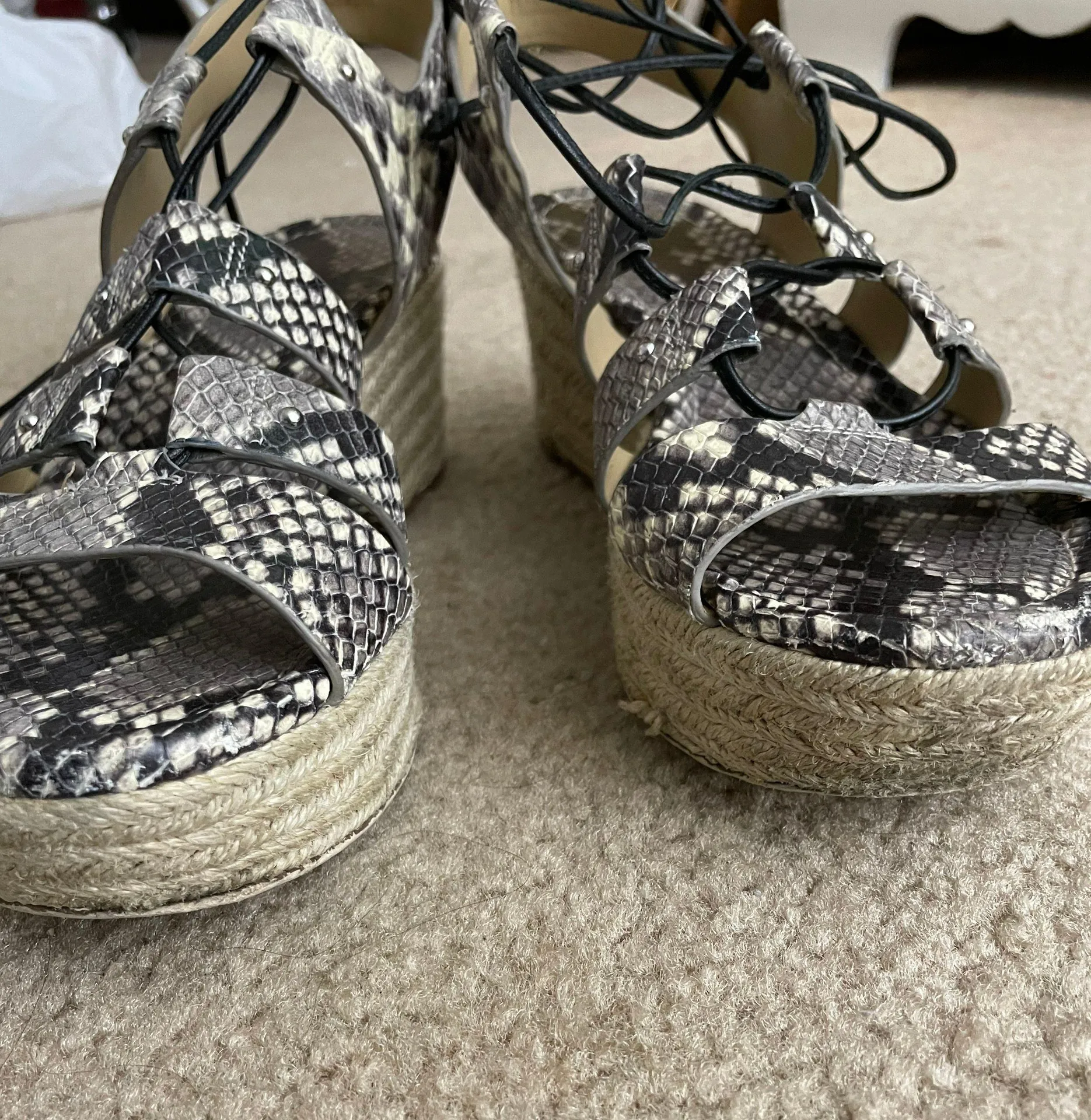 Lace Up Snakeskin Espadrille Platforms - Image 4