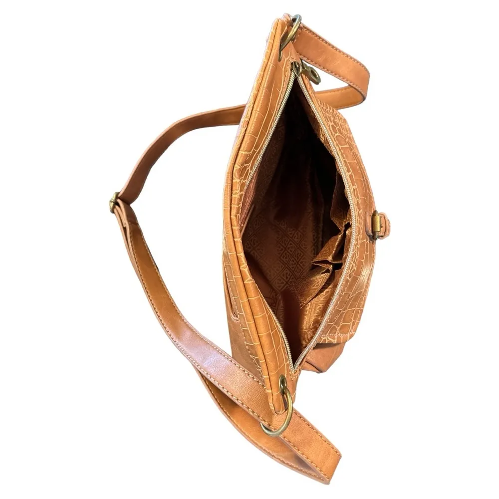 Relic Faux Leather Crocodile Pattern Crossbody Shoulder Bag Purse Light Brown - Image 5