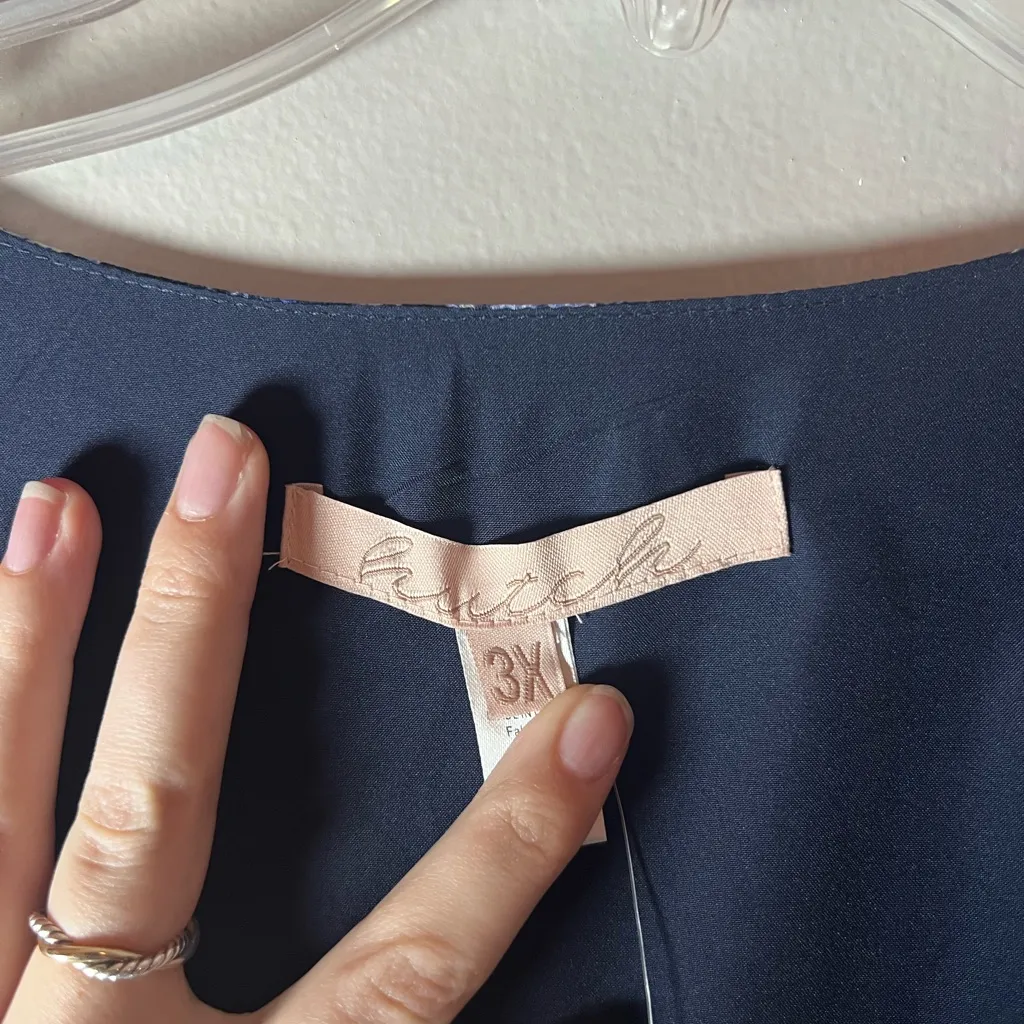 Hutch Anthropologie NEW Blue Abstract Floral Wrap Maxi Dress Semi Formal Size 3X - Image 4