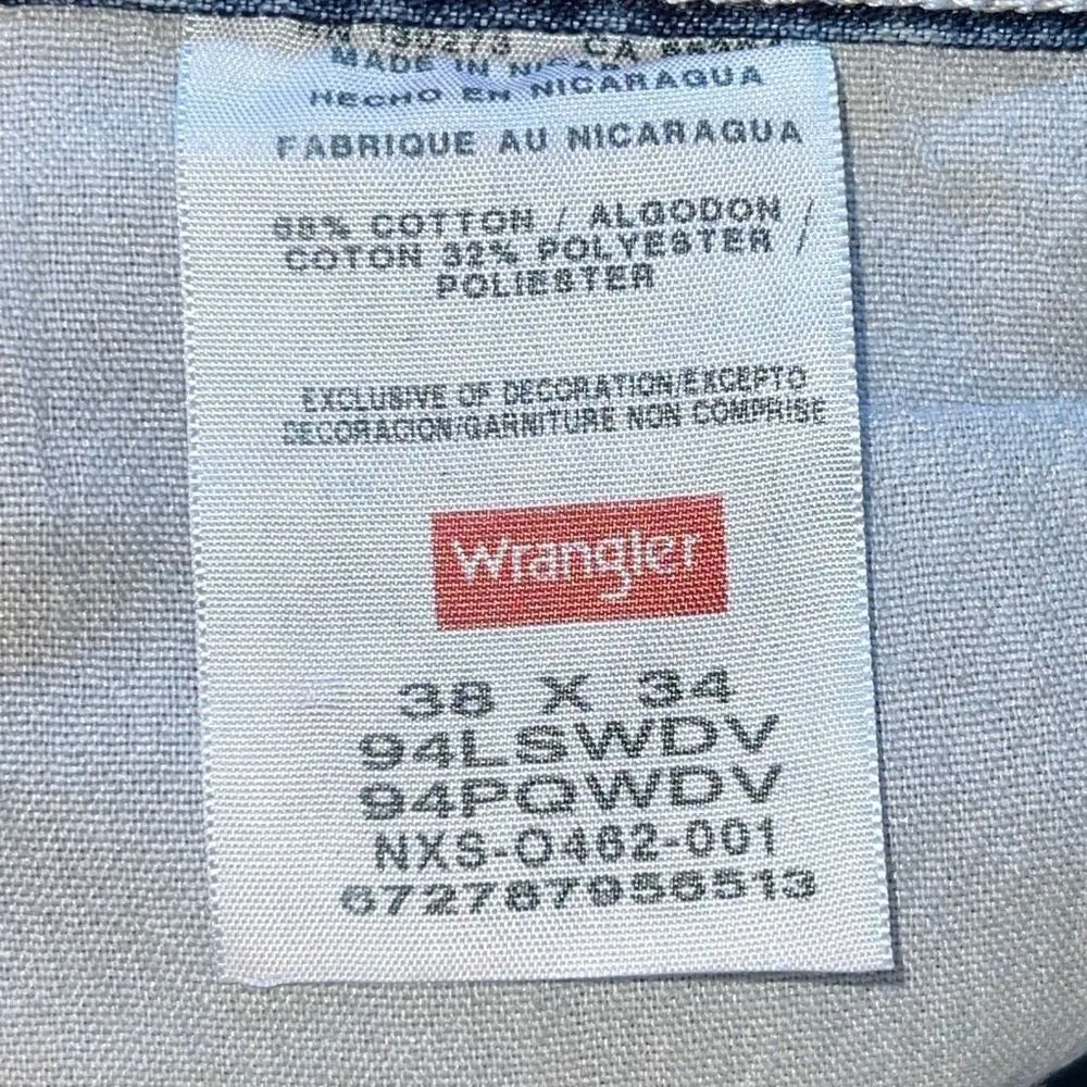 Wrangler Mens‎ Straight Jeans Original Fit Medium Wash 94LSWDV Blue Size 38x34 - Image 6