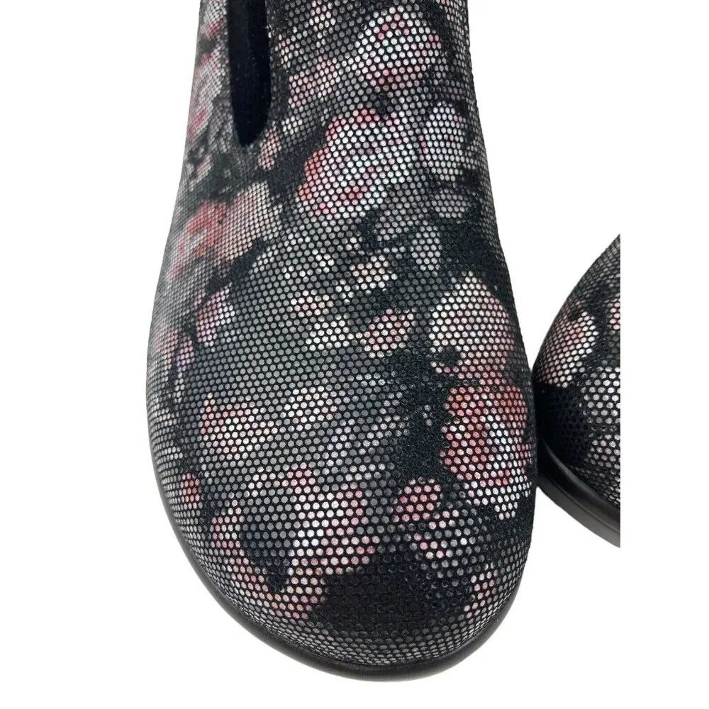 *New Alegria Hayden-579 Floral Ankle Booties Womens 38 Black Velvet Comfort Zip - Image 11