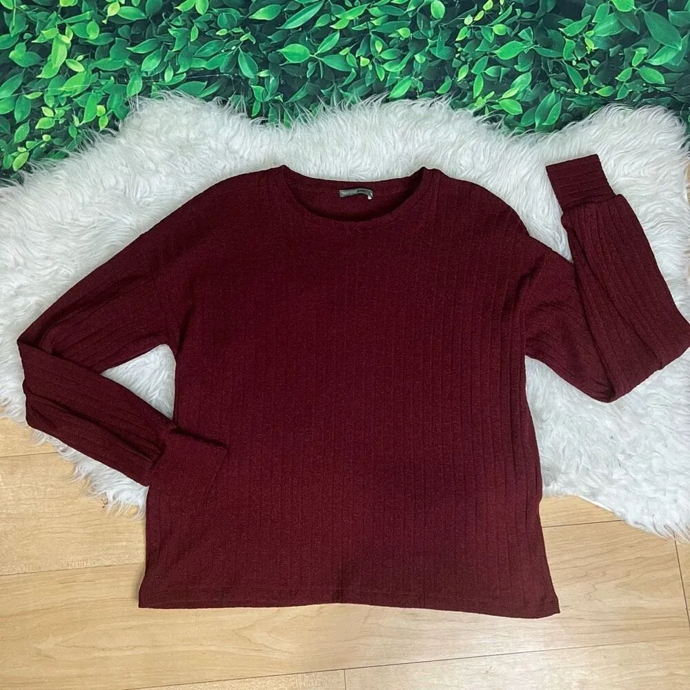 Zara long sleeve burgundy blouse  top M - Image 9