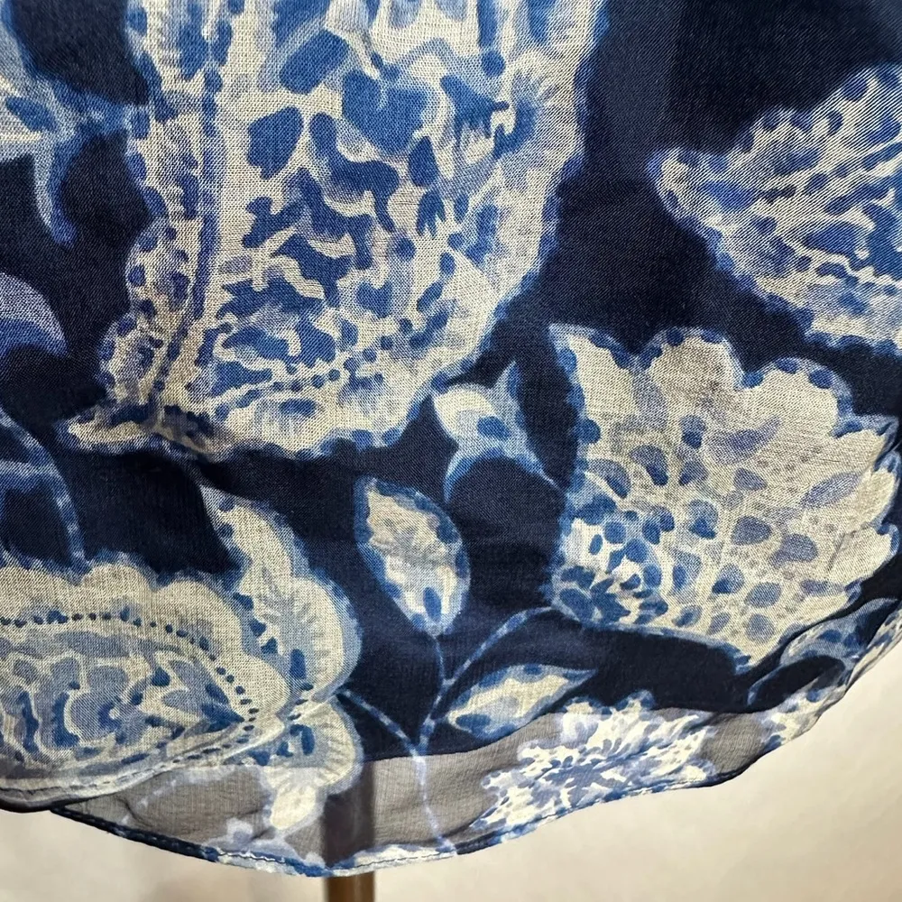 NWT  Blue White Paisley Floral Silk Halter Y2K Top Blouse Medium - Image 7